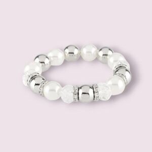Paparazzi Silver and White Beaded Bracelet